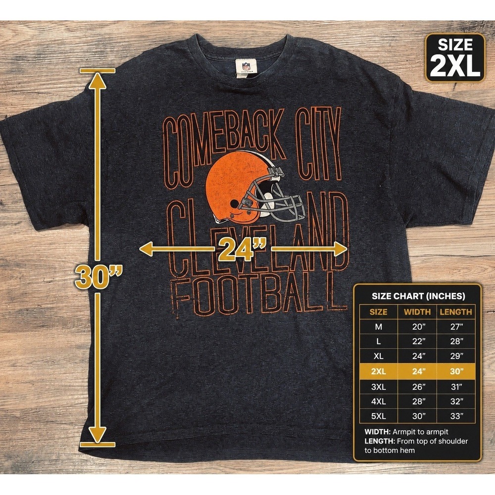 NFL Team Apparel Cleveland Browns Comeback City Dark Brown Tee-shirt Adult 2XL - Picture 4 of 10
